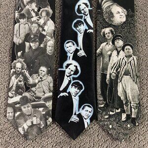Vintage Three Stooges Tie Lot of 3 Neckties Ralph Marlin Made in the USA